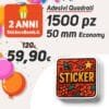 1500 Adesivi Quadrati Economy 50 mm