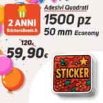 1500 Adesivi Quadrati Economy 50 mm