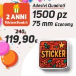 1500 Adesivi Quadrati Economy 75 mm