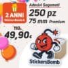 Home | StickersBomb 250 Adesivi Sagomati Premium 75 mm