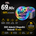 300 Adesivi Olografici Rotondi 75 mm