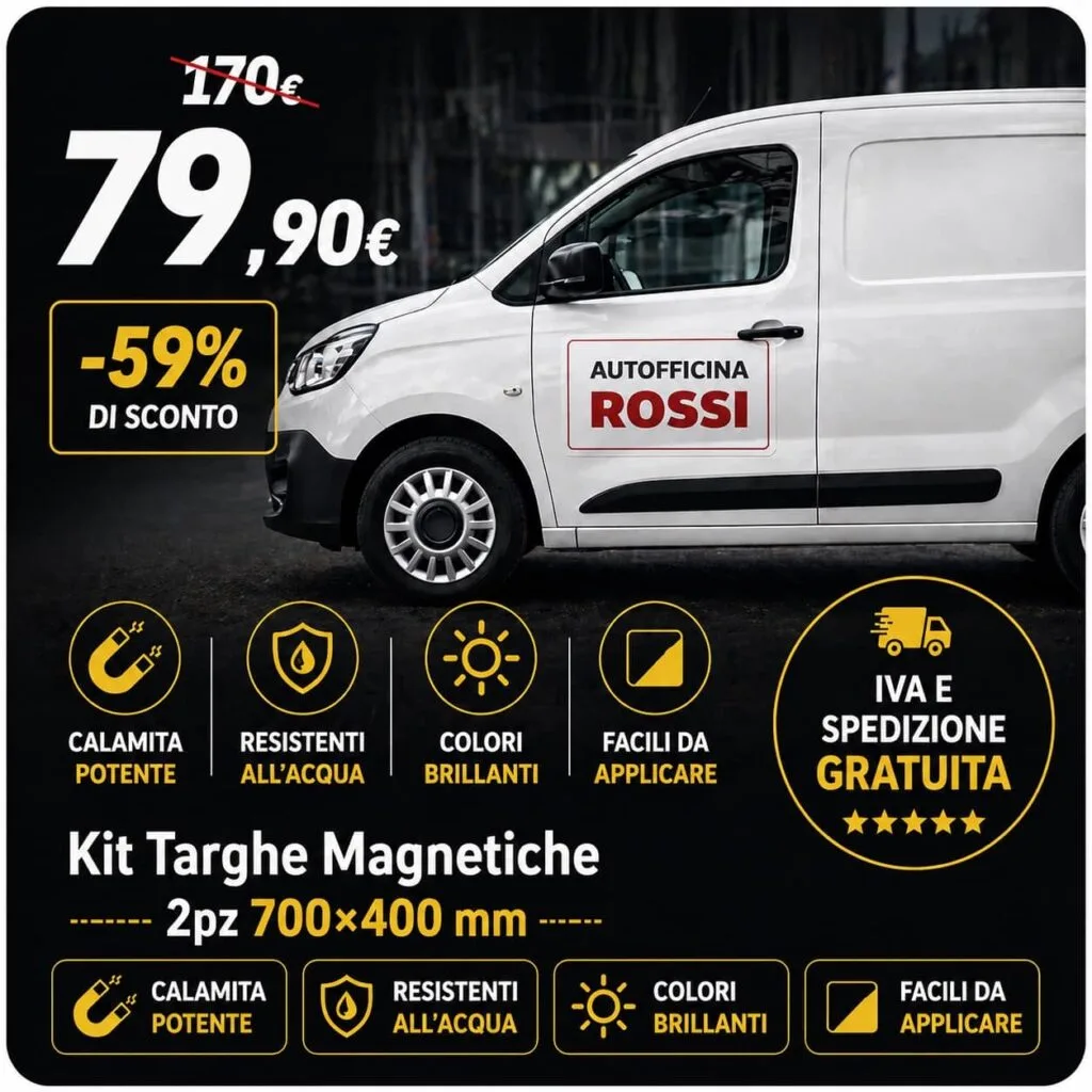 Targhe magnetiche personalizzate per auto e furgoni formato 700x400 mm