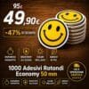 1000 adesivi rotondi Economy personalizzati da 50 mm